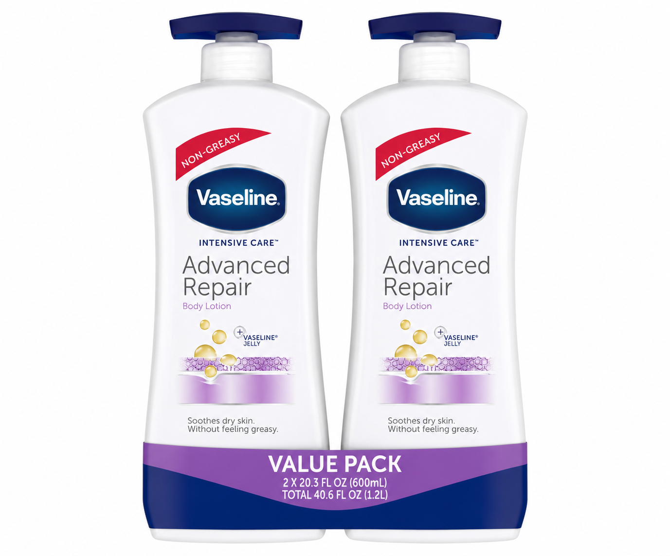 Vaseline Advanced Repair Unscented body lotion 600 mL front label