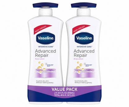 Vaseline Advanced Repair Unscented body lotion 600 mL front label