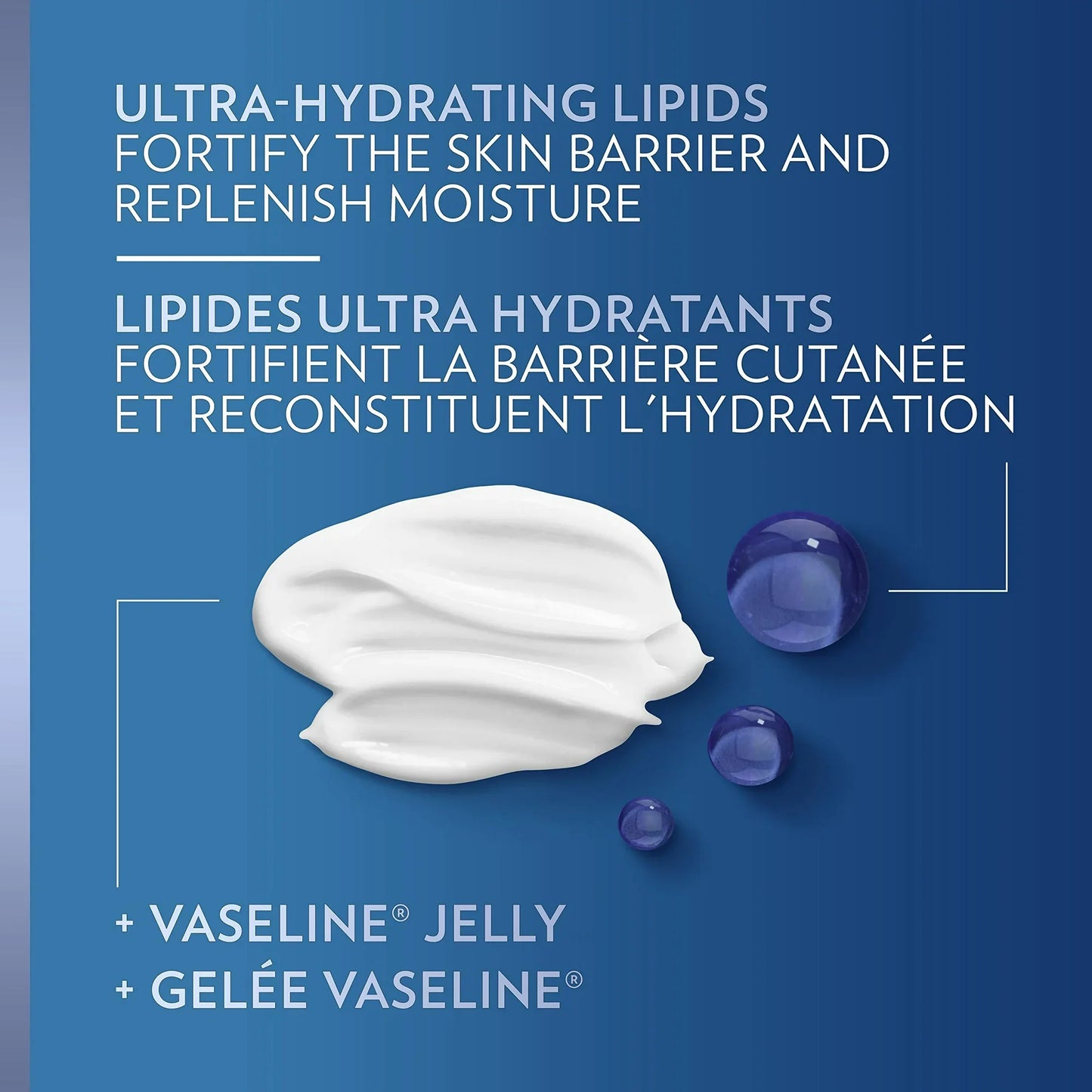 Vaseline Advanced Repair lotion cream texture with ultra-hydrating lipids and Vaseline Jelly