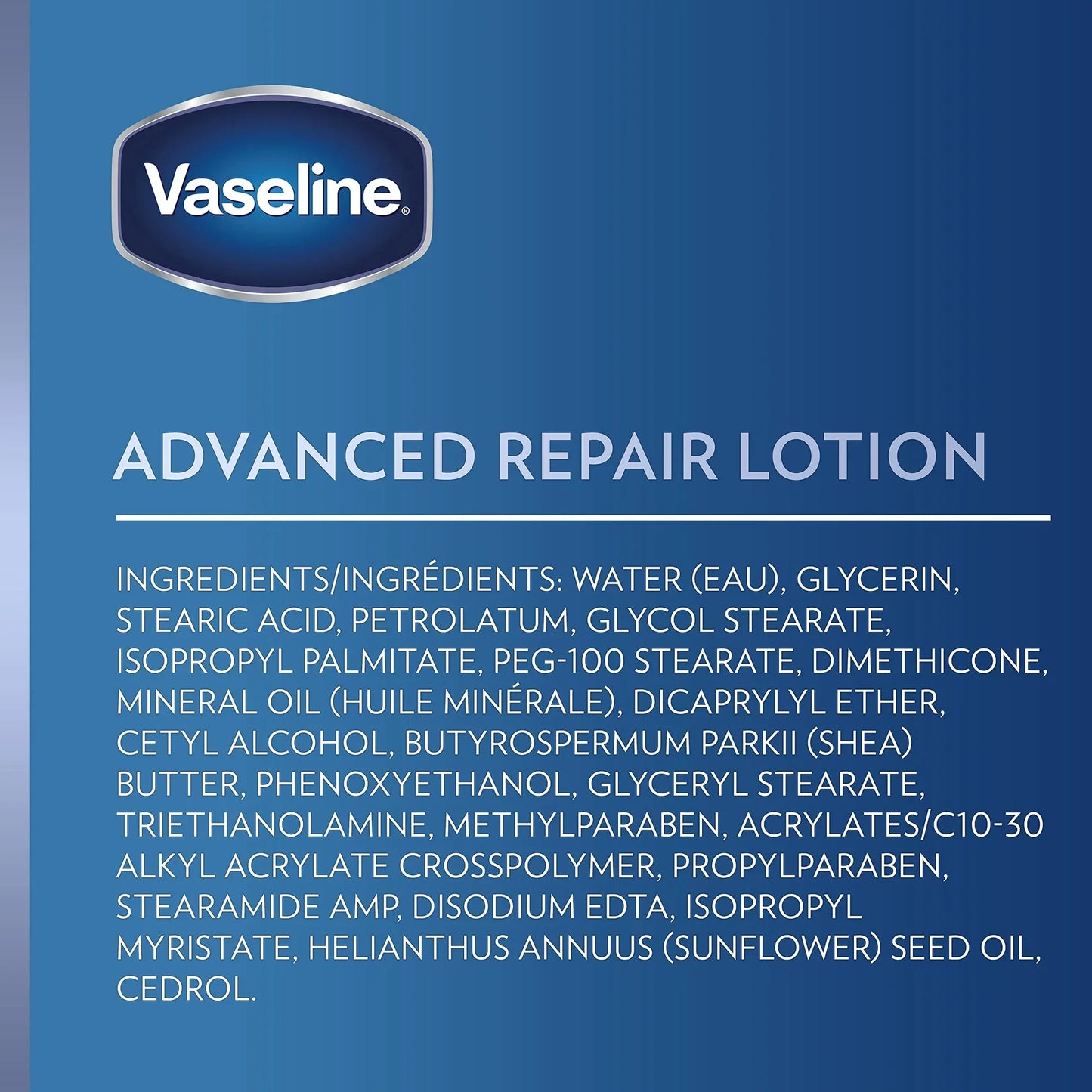 Vaseline Intensive Care Advanced Repair Lotion full ingredients list